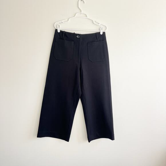 Quince NWT Ultra-Stretch Ponte Cropped Wide Leg Black Pants, Size 12 - Picture 6 of 13